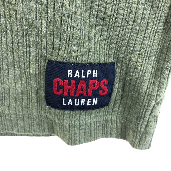 90'S Ralph Lauren CHAPS Henley neck long T-shirt long T men's size L vintage cotton green type Vintage Second Hand