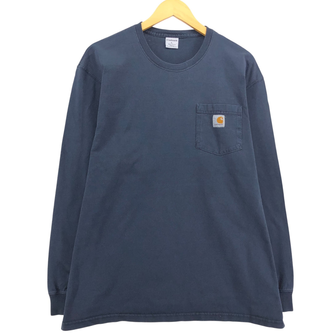 Carhartt long-sleeved T-shirt, men's size L cotton navy blue type Vintage Second Hand