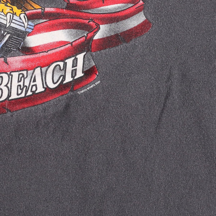 2000'S AllSport Eagle Pattern Stars and Stripes Motorcycle T-Shirt, Men's XL cotton Charcoal Vintage Second Hand