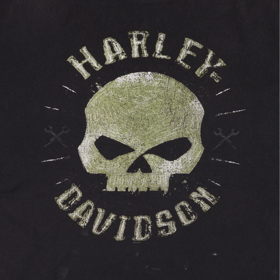 Harley-Davidson Skull Pattern Motorcycle Bike T-shirt Men's XL cotton black type Vintage Second Hand