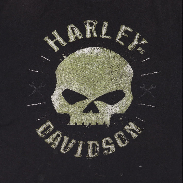 Harley-Davidson Skull Pattern Motorcycle Bike T-shirt Men's XL cotton black type Vintage Second Hand