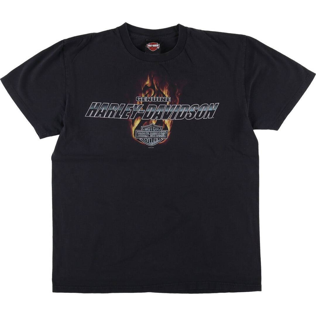 Harley-Davidson Fire Pattern Motorcycle Bike T-Shirt, Men's Size L unclear black type Vintage Second Hand