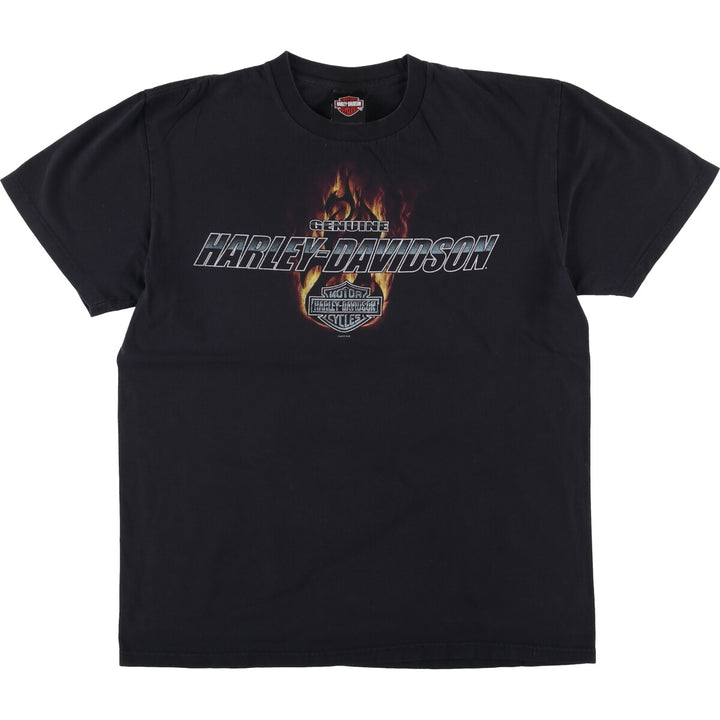 Harley-Davidson Fire Pattern Motorcycle Bike T-Shirt, Men's Size L unclear black type Vintage Second Hand
