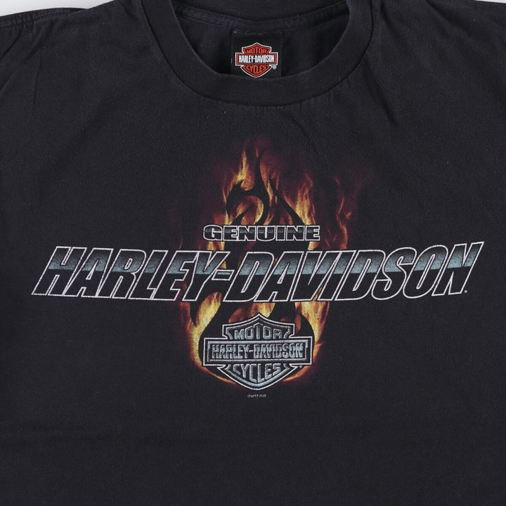 Harley-Davidson Fire Pattern Motorcycle Bike T-Shirt, Men's Size L unclear black type Vintage Second Hand