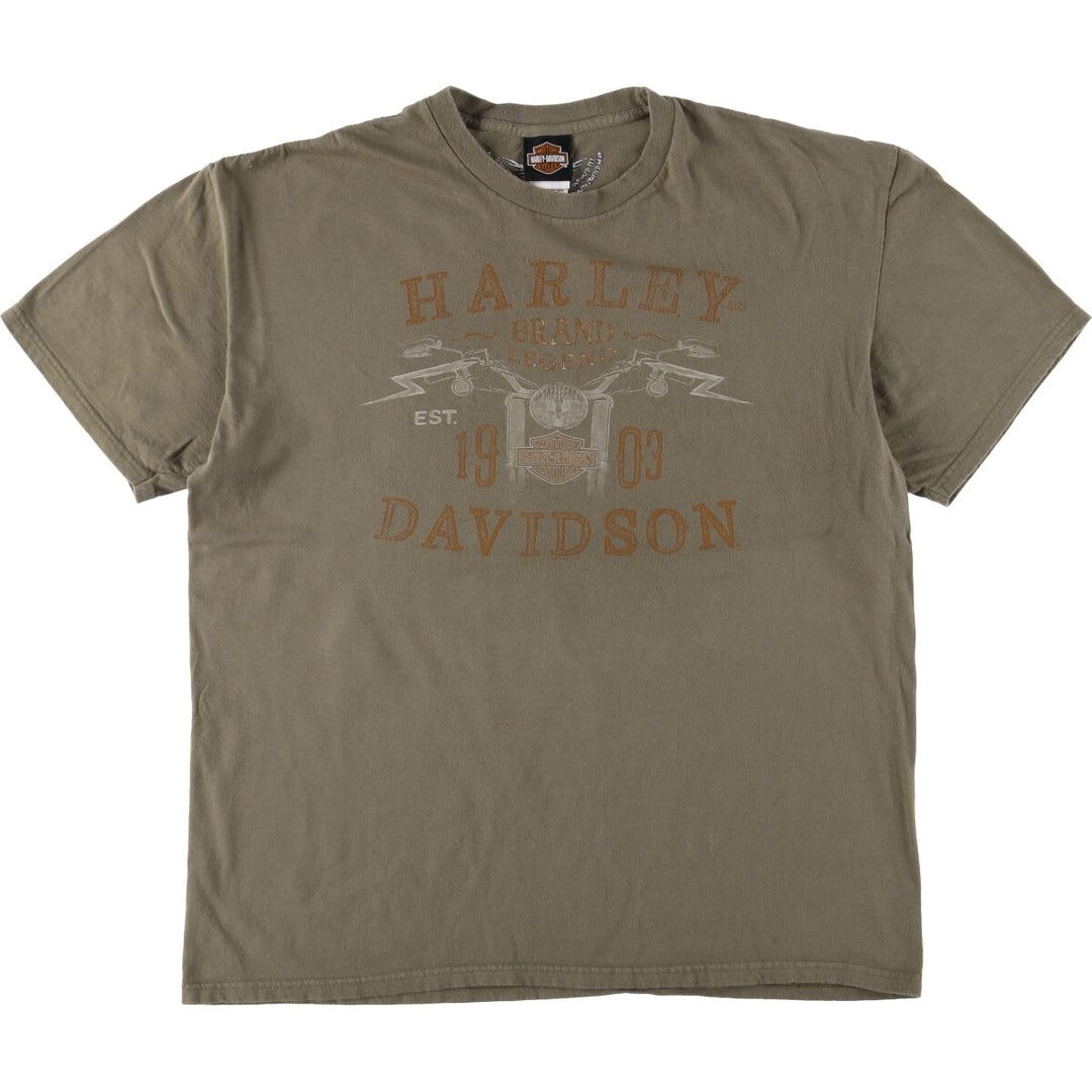 Harley-Davidson Motorcycle Bike T-shirt, Men's XL size cotton Khaki type Vintage Second Hand
