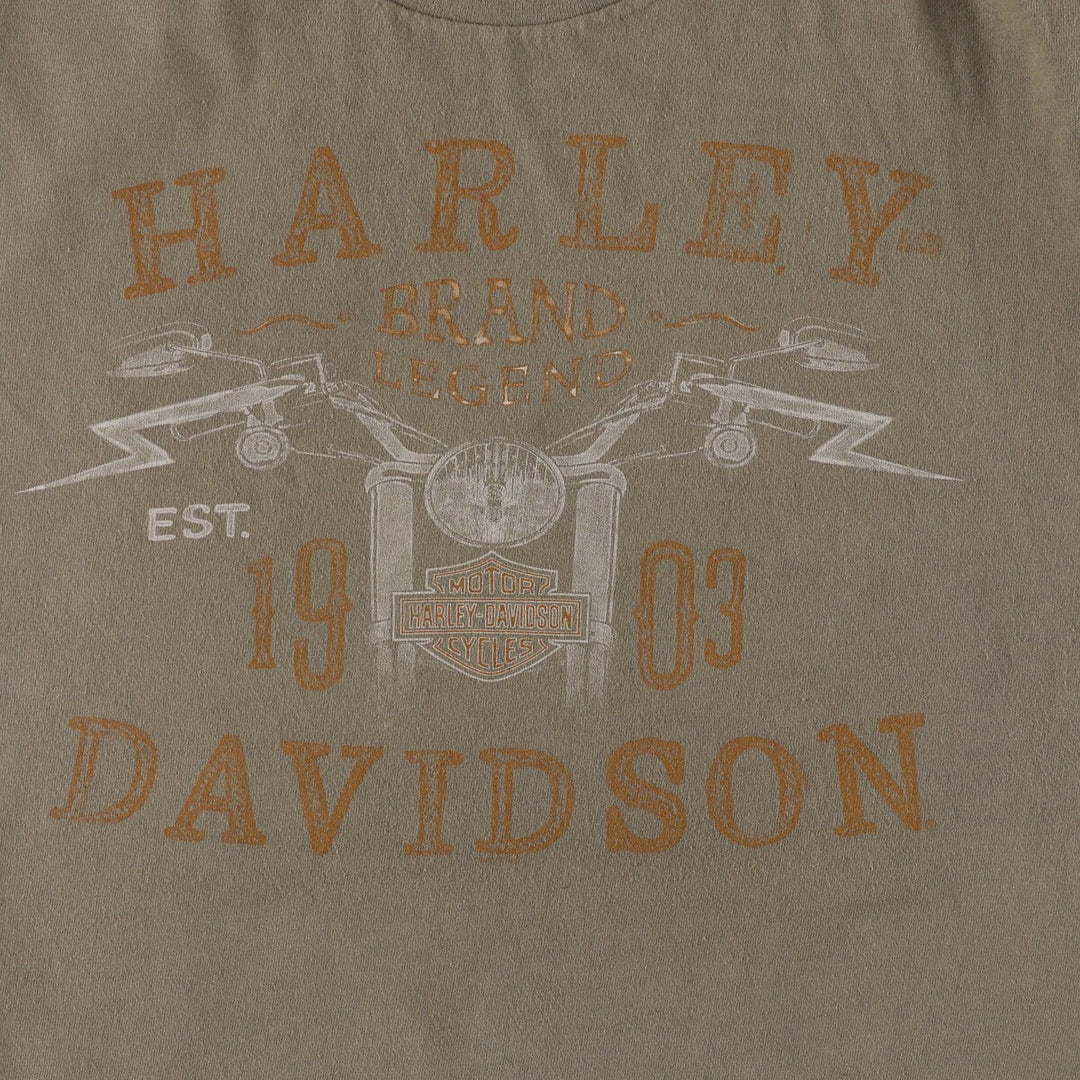 Harley-Davidson Motorcycle Bike T-shirt, Men's XL size cotton Khaki type Vintage Second Hand
