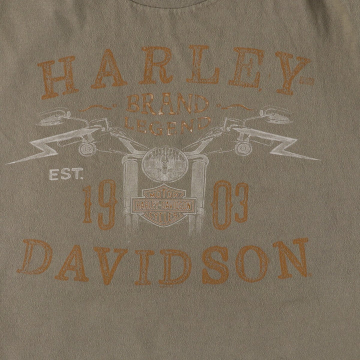 Harley-Davidson Motorcycle Bike T-shirt, Men's XL size cotton Khaki type Vintage Second Hand