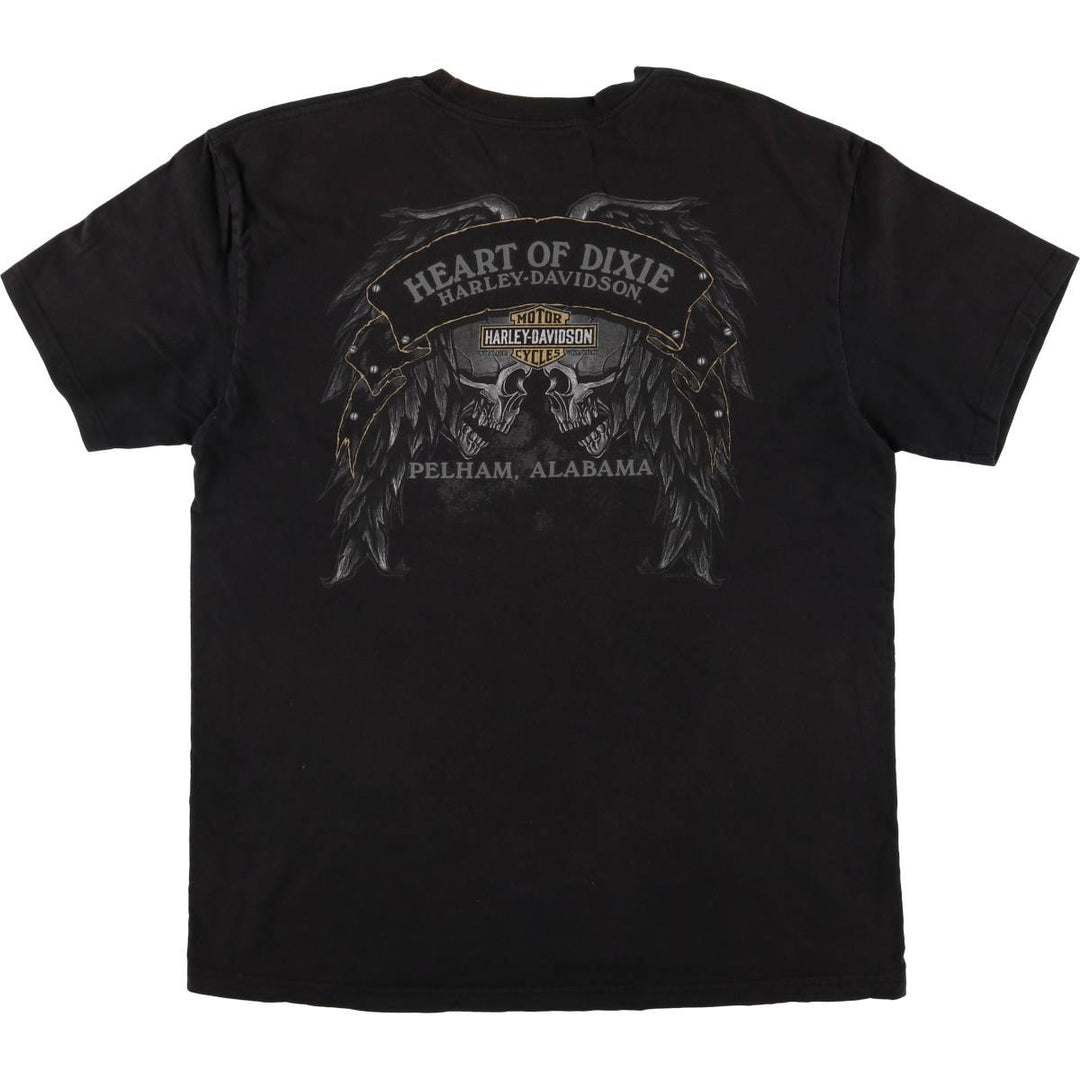 Harley-Davidson Skull Pattern Motorcycle Bike T-shirt Made in USA Men's XL cotton black type Vintage Second Hand