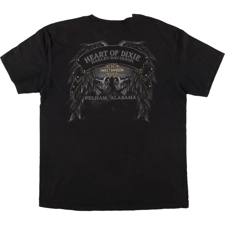 Harley-Davidson Skull Pattern Motorcycle Bike T-shirt Made in USA Men's XL cotton black type Vintage Second Hand