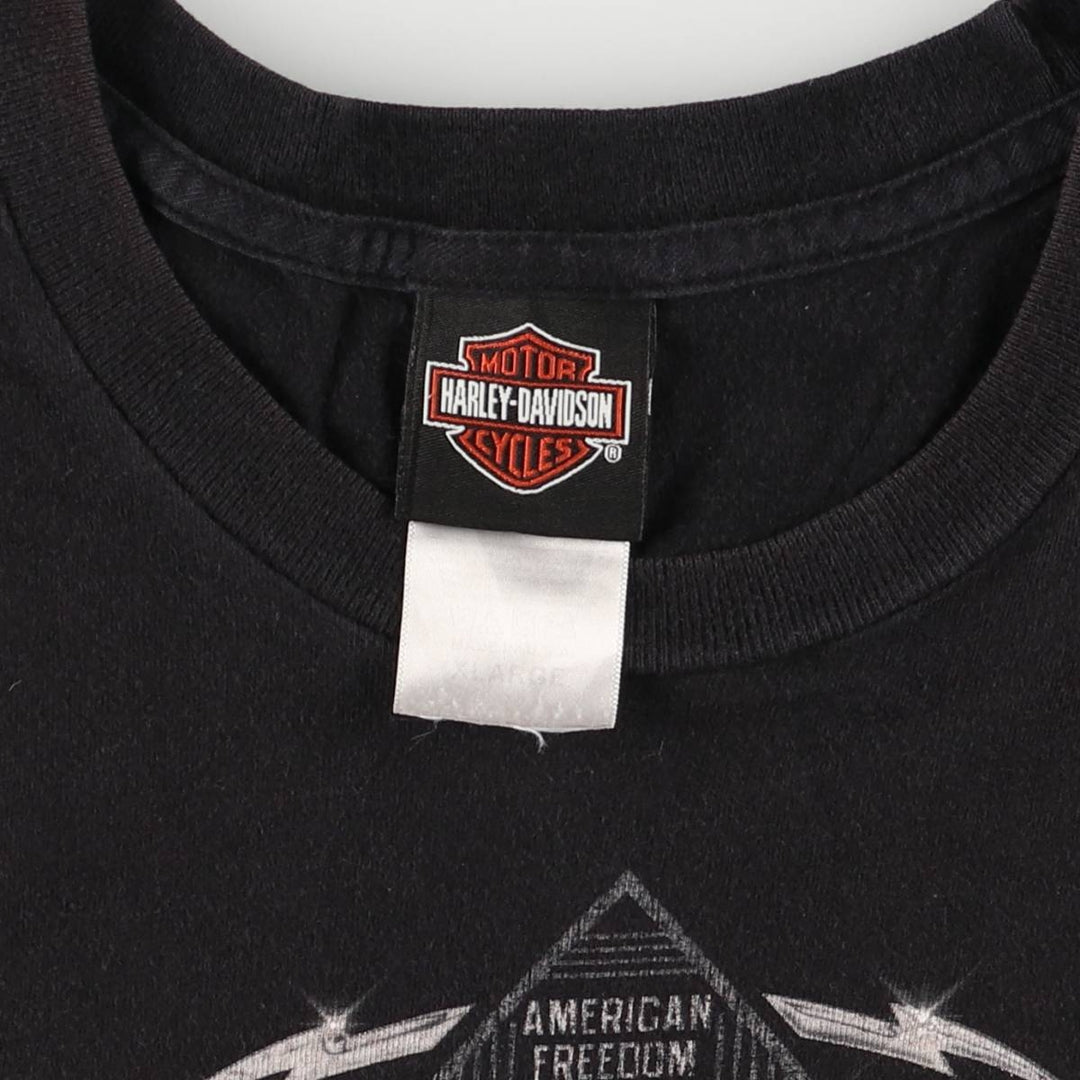 Harley-Davidson Skull Pattern Motorcycle Bike T-shirt Made in USA Men's XL cotton black type Vintage Second Hand