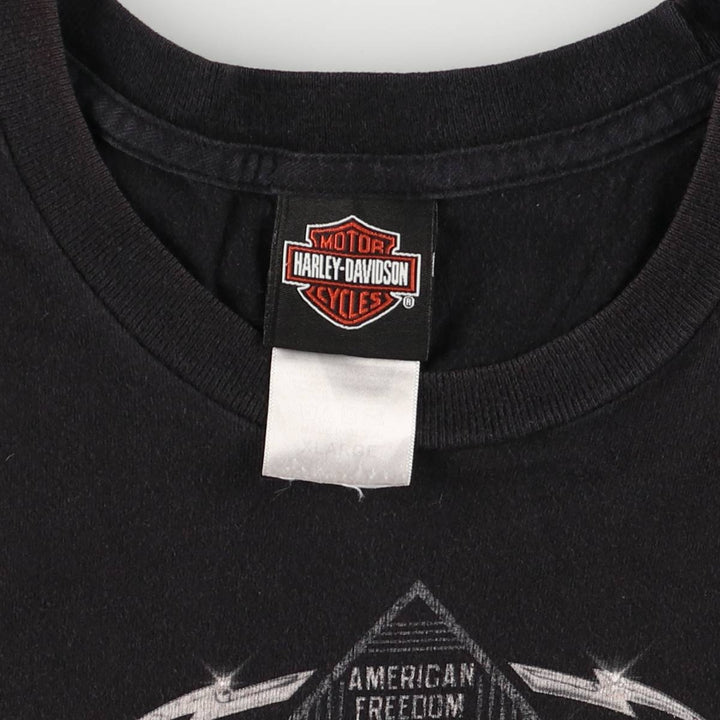 Harley-Davidson Skull Pattern Motorcycle Bike T-shirt Made in USA Men's XL cotton black type Vintage Second Hand