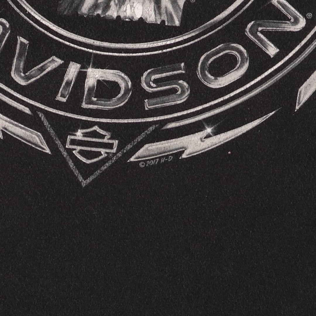 Harley-Davidson Skull Pattern Motorcycle Bike T-shirt Made in USA Men's XL cotton black type Vintage Second Hand