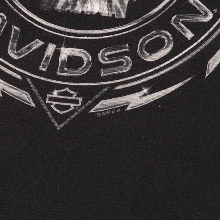 Harley-Davidson Skull Pattern Motorcycle Bike T-shirt Made in USA Men's XL cotton black type Vintage Second Hand