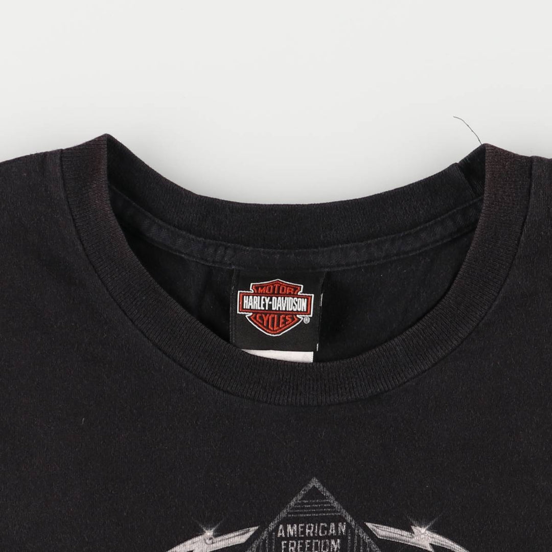 Harley-Davidson Skull Pattern Motorcycle Bike T-shirt Made in USA Men's XL cotton black type Vintage Second Hand