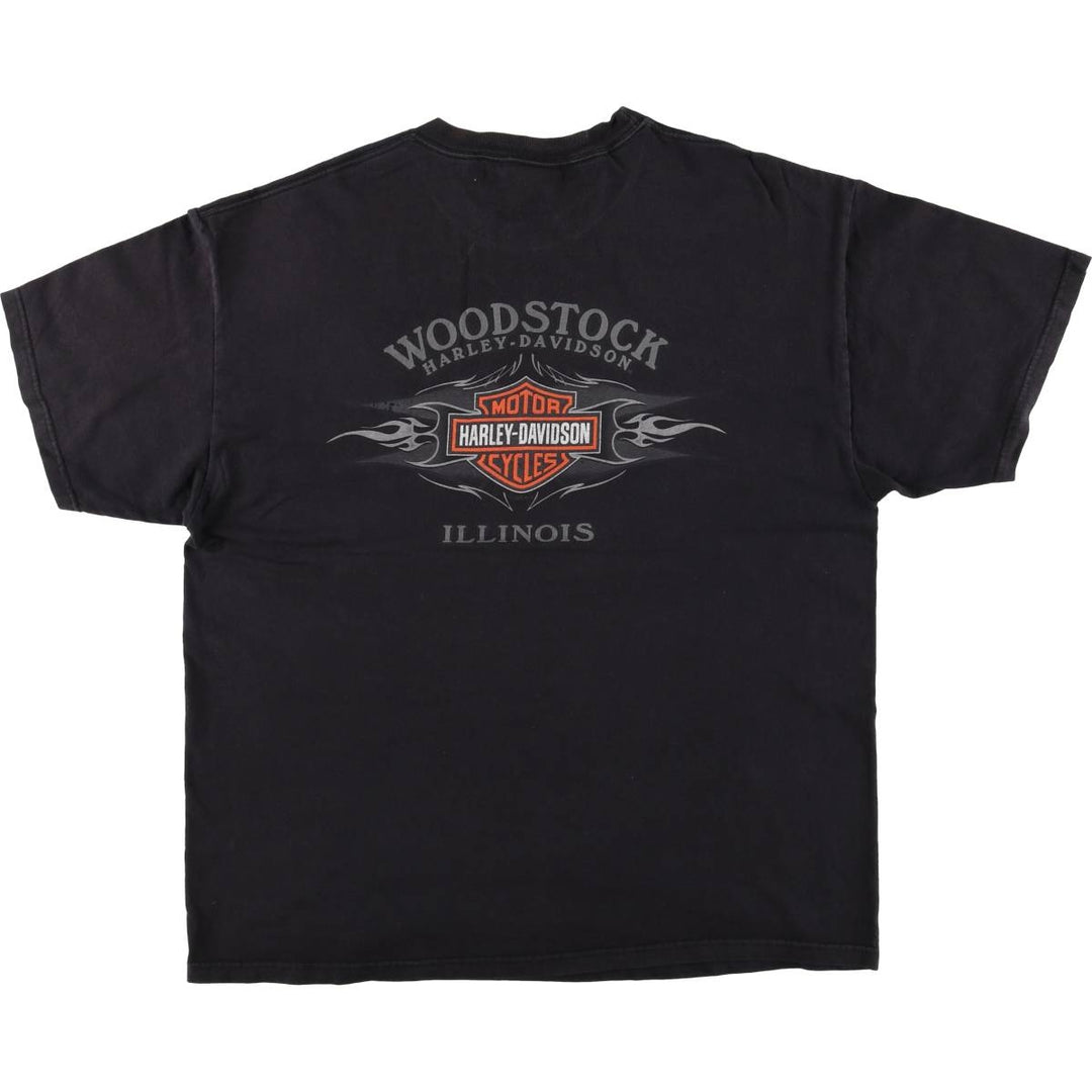 00'S Harley-Davidson Motorcycle Bike T-shirt Made in USA Men's XL cotton black type Vintage Second Hand