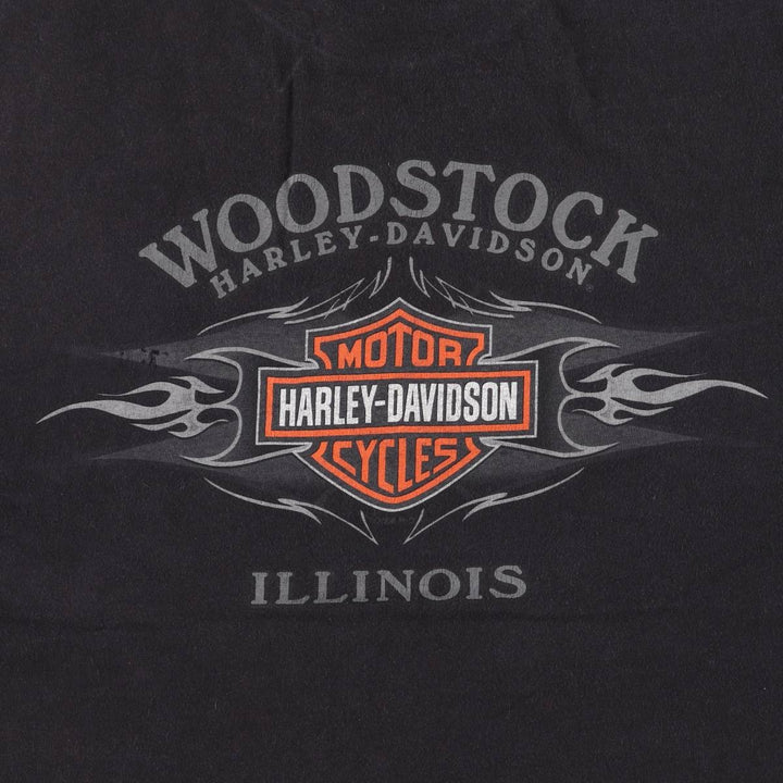 00'S Harley-Davidson Motorcycle Bike T-shirt Made in USA Men's XL cotton black type Vintage Second Hand