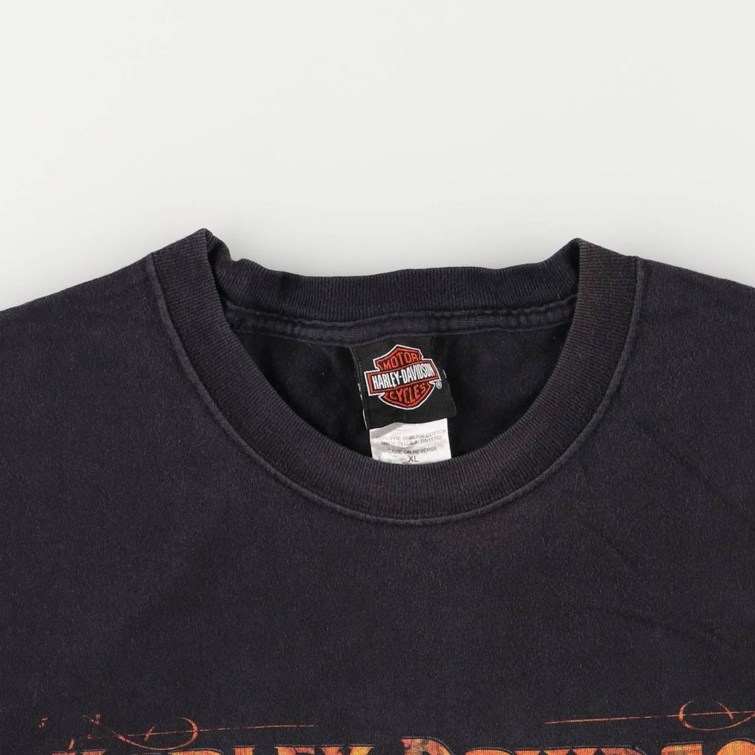 00'S Harley-Davidson Motorcycle Bike T-shirt Made in USA Men's XL cotton black type Vintage Second Hand