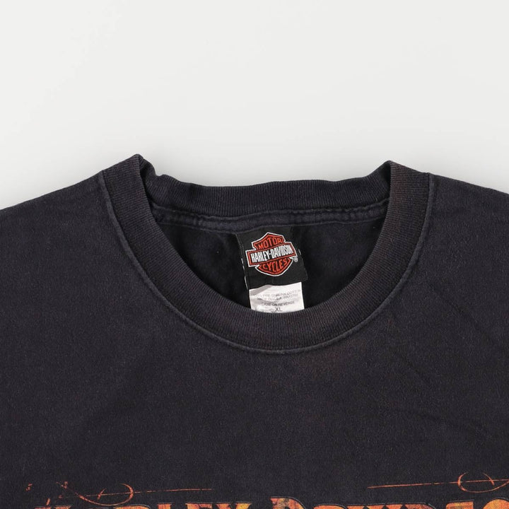 00'S Harley-Davidson Motorcycle Bike T-shirt Made in USA Men's XL cotton black type Vintage Second Hand