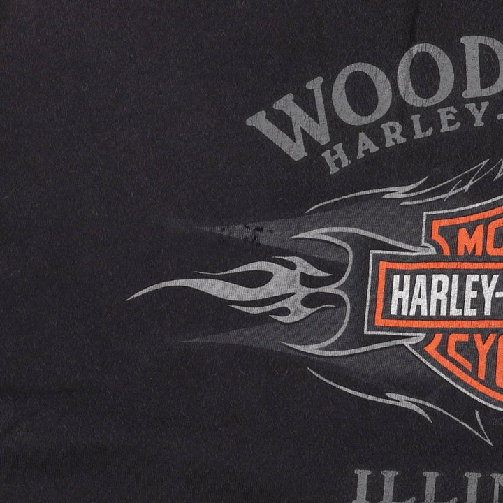 00'S Harley-Davidson Motorcycle Bike T-shirt Made in USA Men's XL cotton black type Vintage Second Hand