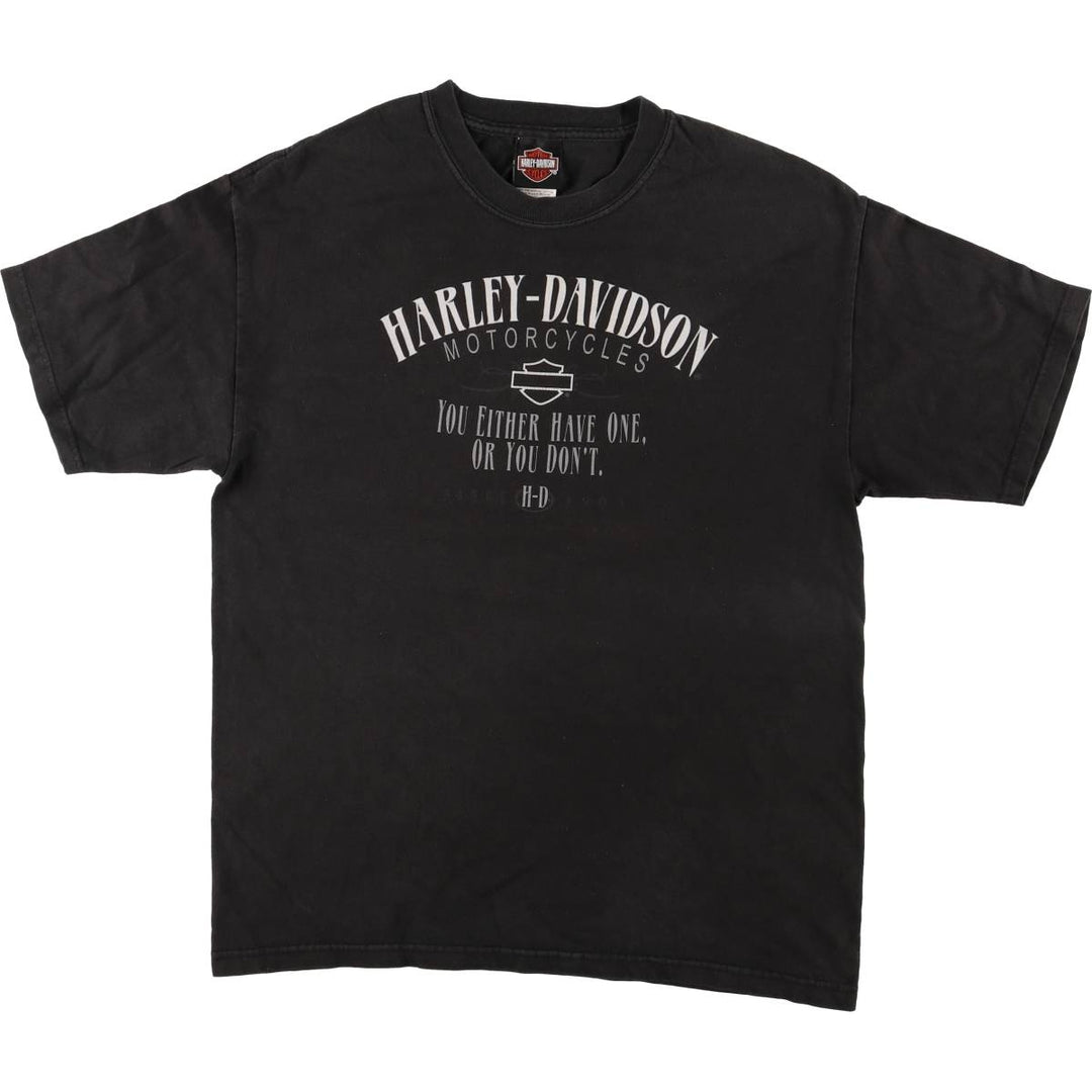 00'S Harley-Davidson Motorcycle Bike T-shirt Made in USA Men's L size cotton black type Vintage Second Hand