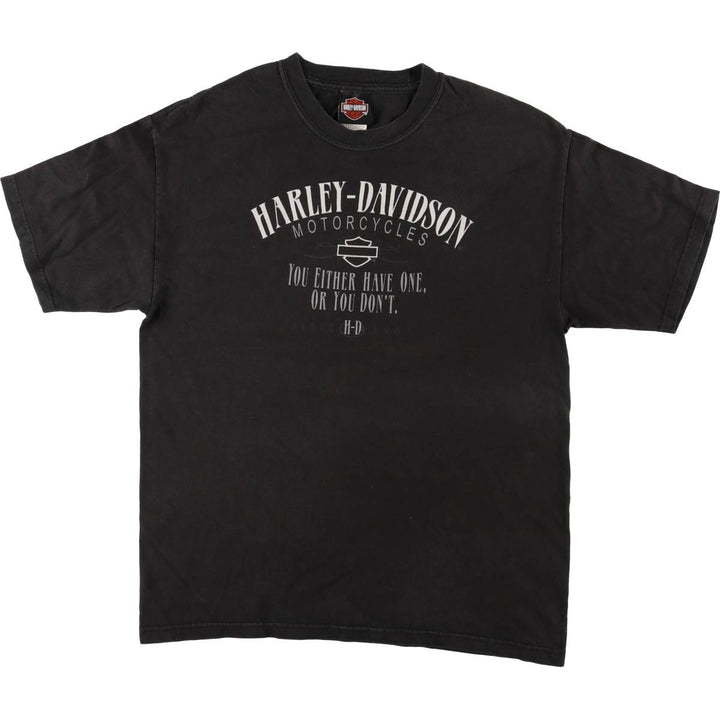 00'S Harley-Davidson Motorcycle Bike T-shirt Made in USA Men's L size cotton black type Vintage Second Hand