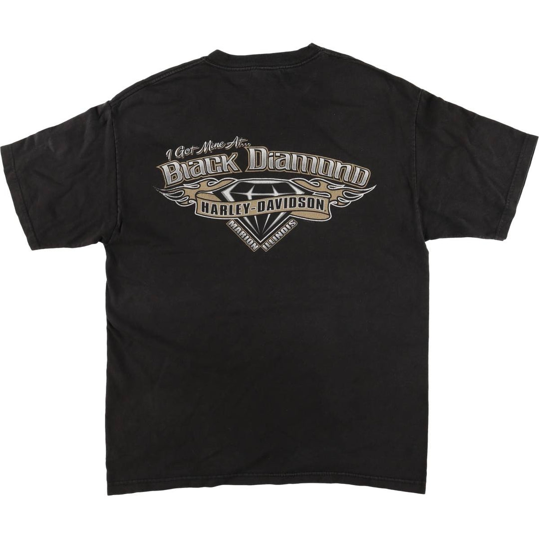 00'S Harley-Davidson Motorcycle Bike T-shirt Made in USA Men's L size cotton black type Vintage Second Hand