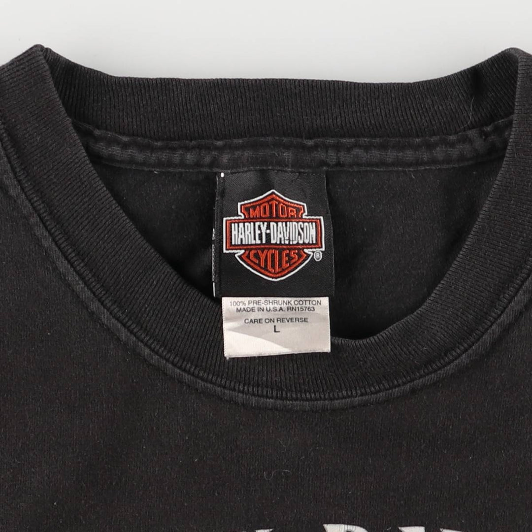 00'S Harley-Davidson Motorcycle Bike T-shirt Made in USA Men's L size cotton black type Vintage Second Hand