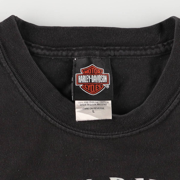 00'S Harley-Davidson Motorcycle Bike T-shirt Made in USA Men's L size cotton black type Vintage Second Hand