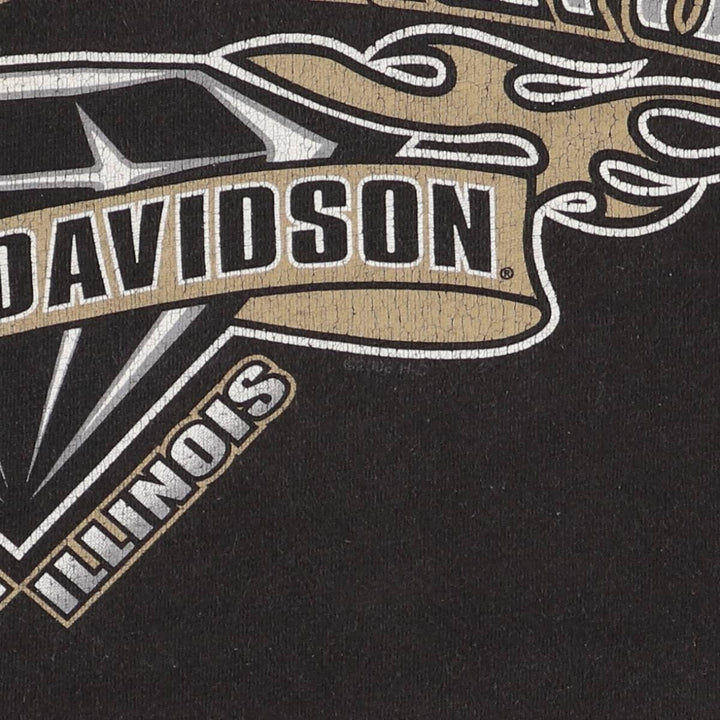 00'S Harley-Davidson Motorcycle Bike T-shirt Made in USA Men's L size cotton black type Vintage Second Hand