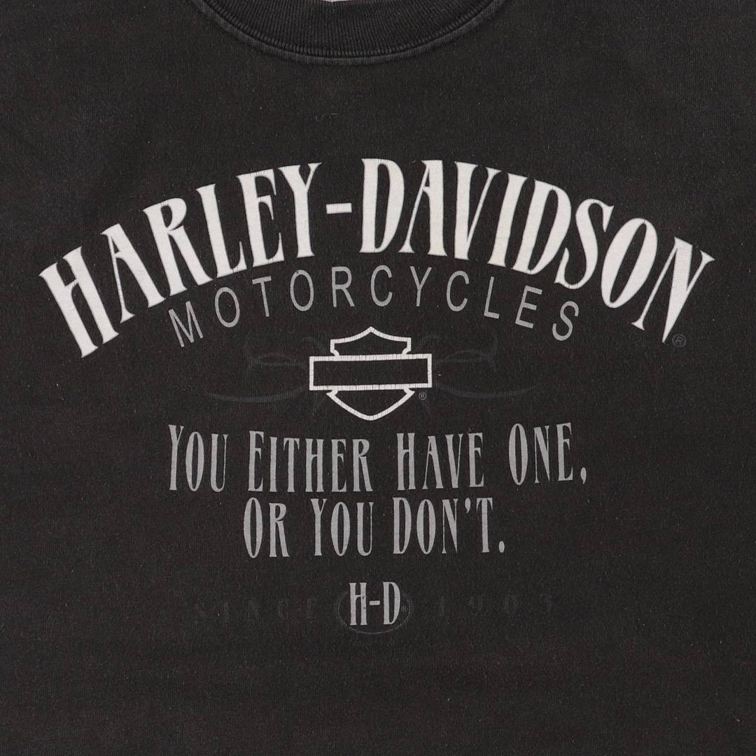00'S Harley-Davidson Motorcycle Bike T-shirt Made in USA Men's L size cotton black type Vintage Second Hand
