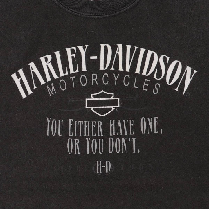 00'S Harley-Davidson Motorcycle Bike T-shirt Made in USA Men's L size cotton black type Vintage Second Hand
