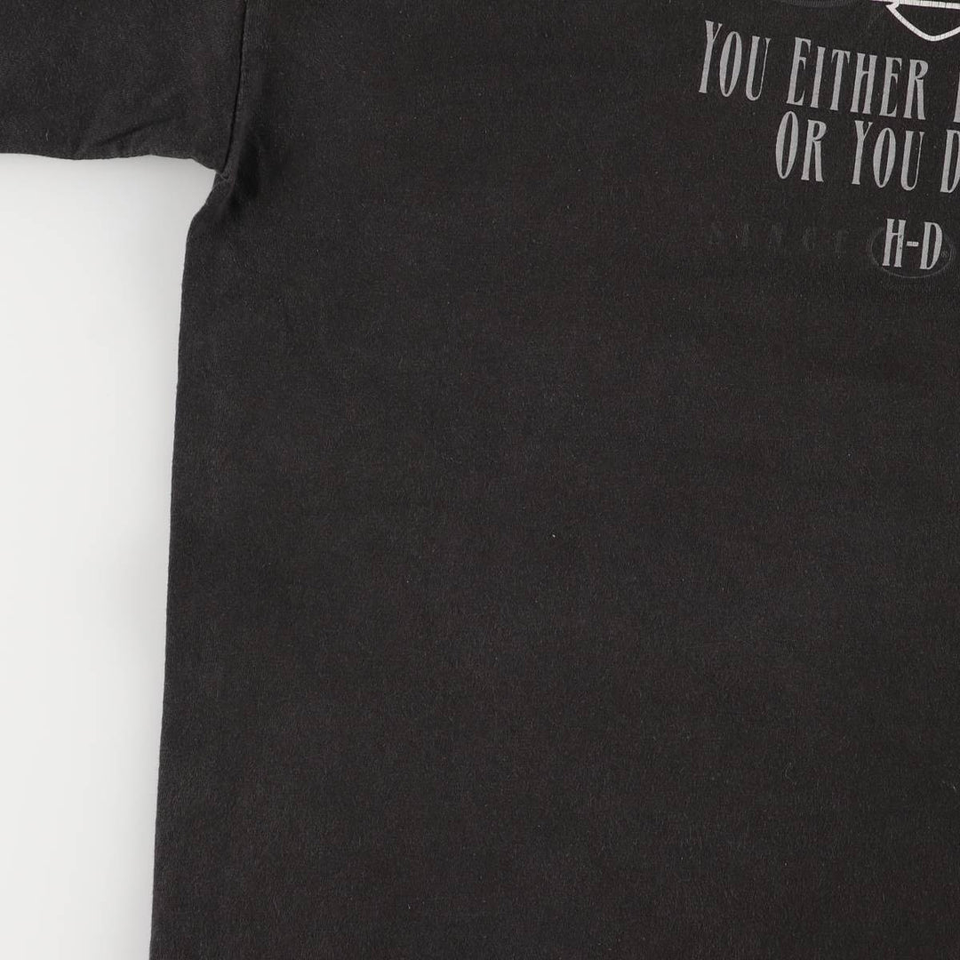 00'S Harley-Davidson Motorcycle Bike T-shirt Made in USA Men's L size cotton black type Vintage Second Hand