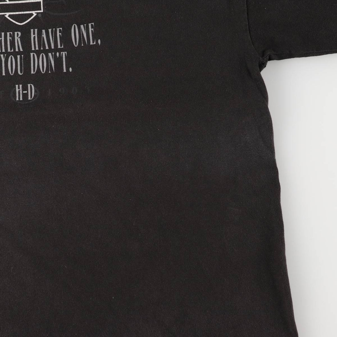 00'S Harley-Davidson Motorcycle Bike T-shirt Made in USA Men's L size cotton black type Vintage Second Hand