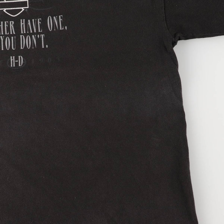 00'S Harley-Davidson Motorcycle Bike T-shirt Made in USA Men's L size cotton black type Vintage Second Hand