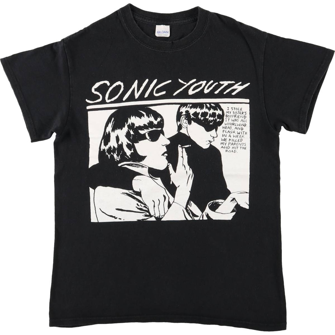 Gildan SONIC YOUTH Band T-Shirt, Men's Size Small cotton black type Vintage Second Hand