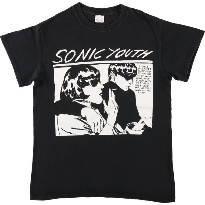 Gildan SONIC YOUTH Band T-Shirt, Men's Size Small cotton black type Vintage Second Hand
