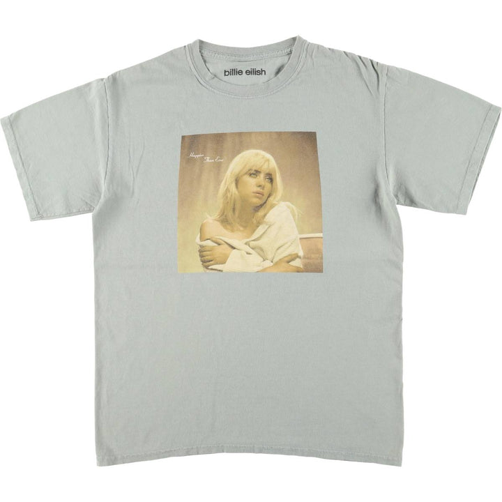 Billie Eilish Band T-shirt, Men's M size cotton Mint green Vintage Second Hand