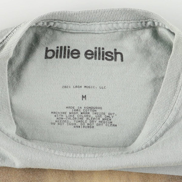 Billie Eilish Band T-shirt, Men's M size cotton Mint green Vintage Second Hand