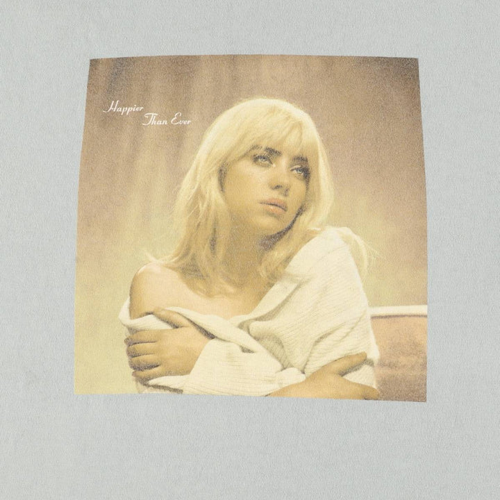 Billie Eilish Band T-shirt, Men's M size cotton Mint green Vintage Second Hand