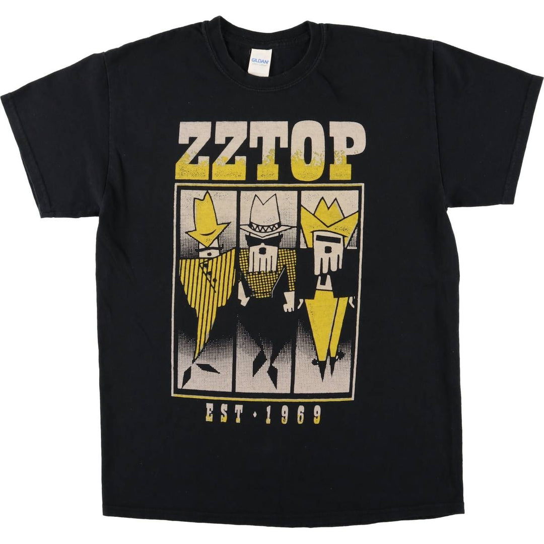 Gildan ZZTOP Band T-Shirt, Men's Size Medium cotton black type Vintage Second Hand