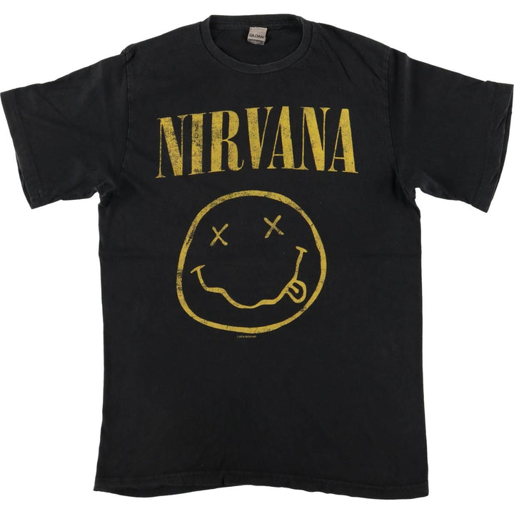 Gildan GILDAN NIRVANA Nirvana Band T-shirt Band T Men's L size cotton black type Vintage Second Hand