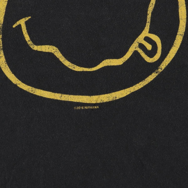 Gildan GILDAN NIRVANA Nirvana Band T-shirt Band T Men's L size cotton black type Vintage Second Hand