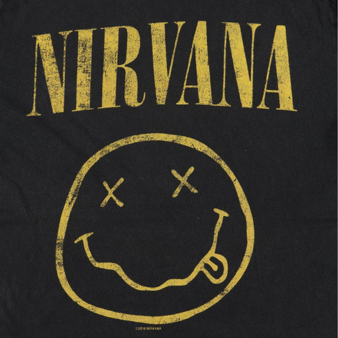 Gildan GILDAN NIRVANA Nirvana Band T-shirt Band T Men's L size cotton black type Vintage Second Hand