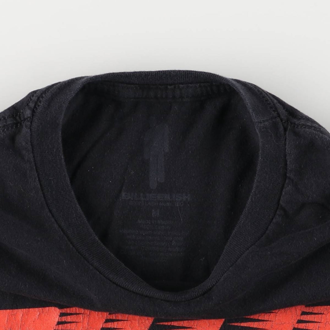 Billie Eilish Band T-shirt, Men's M size cotton black type Vintage Second Hand