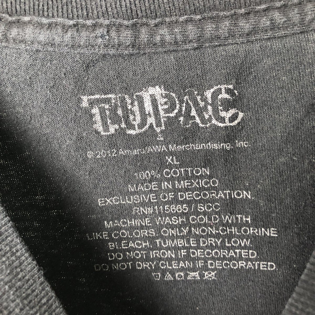 2pac rap t-shirt, men's XL size cotton black type Vintage Second Hand