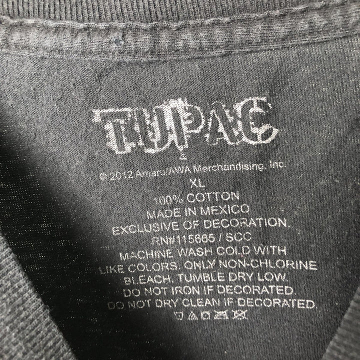 2pac rap t-shirt, men's XL size cotton black type Vintage Second Hand