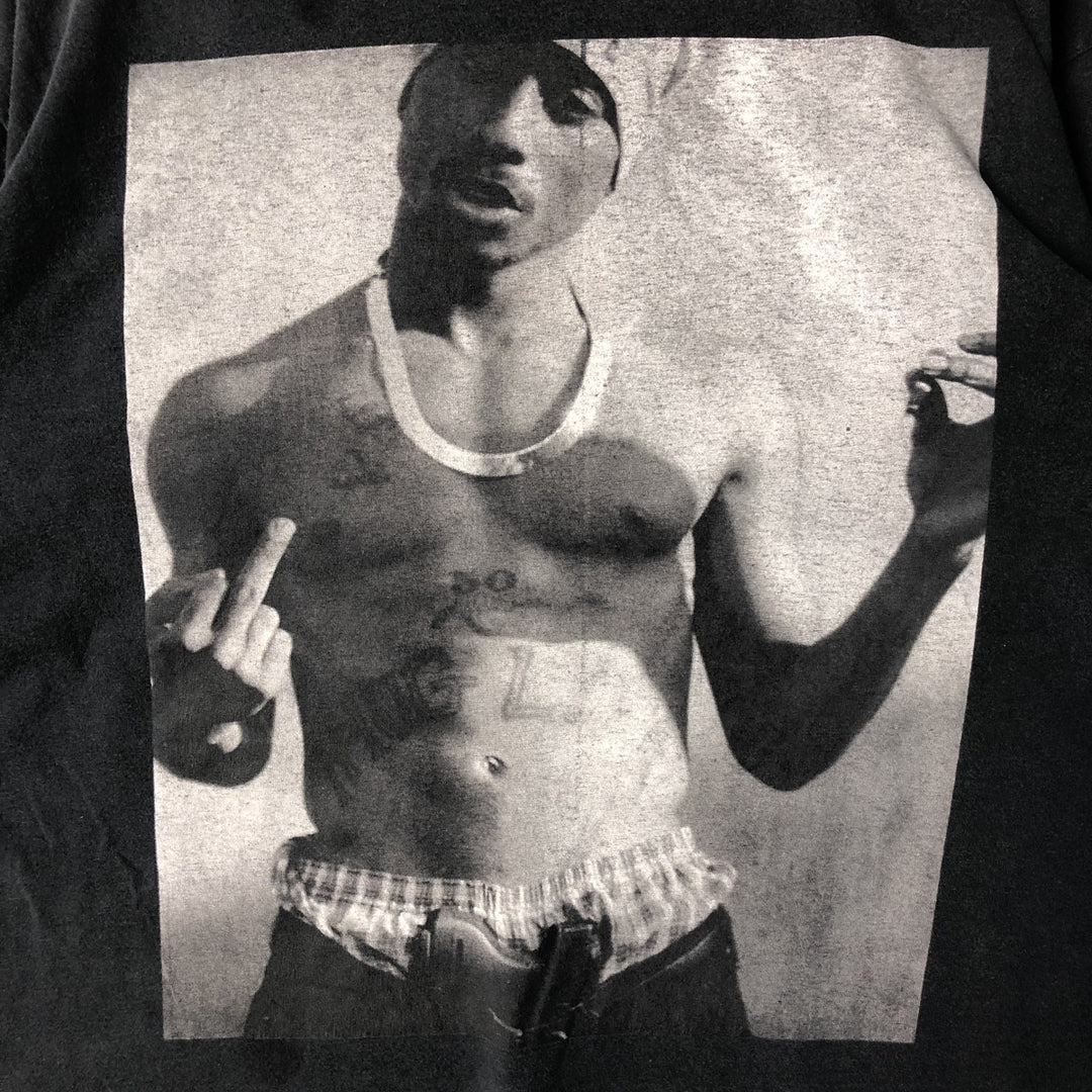 2pac rap t-shirt, men's XL size cotton black type Vintage Second Hand