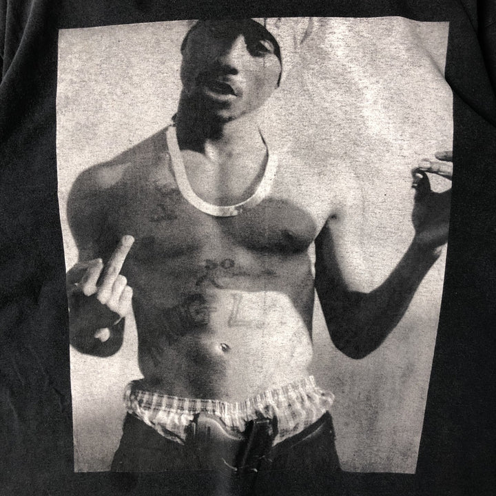 2pac rap t-shirt, men's XL size cotton black type Vintage Second Hand