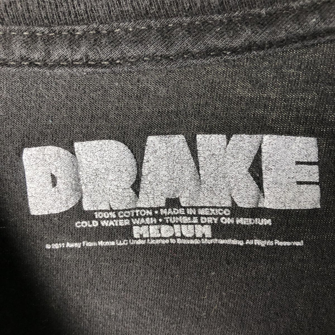 DRAKE Rap T-shirt, Men's M size cotton black type Vintage Second Hand