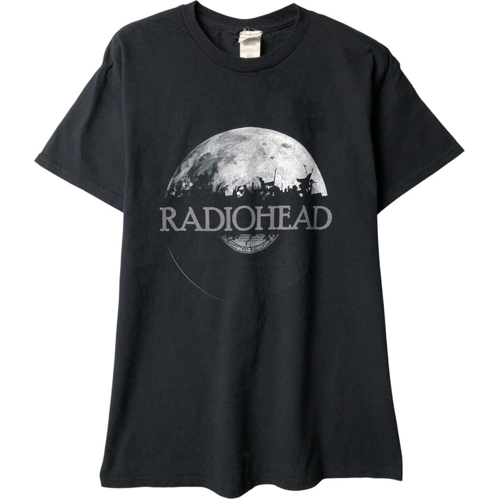 Gildan Radiohead Band T-Shirt, Men's Size Medium cotton black type Vintage Second Hand